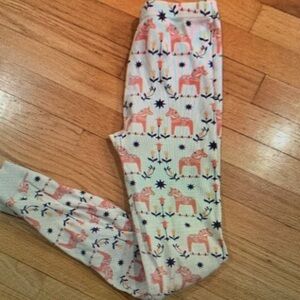 Girls' White and Pink Horse Print Pajama Leggings